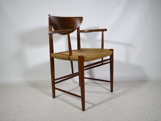 Danish Teak Model No. 317 Armchair with Paper Cord Armrests by Peter Hvidt & Orla Molgaard-Nielsen for Soborg Mobelfabrik, 1960s-LVS-1820568