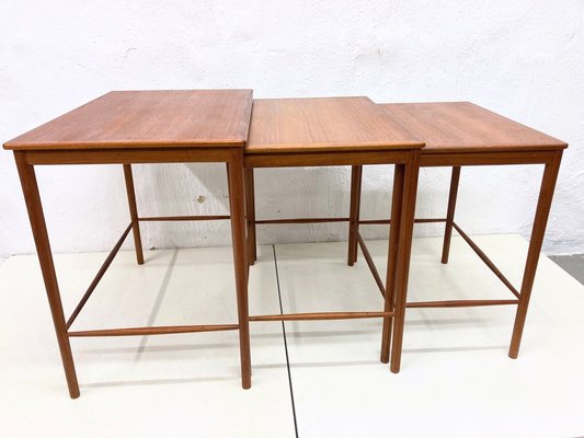 Danish Teak Nesting Tables by Kaj Winding for Poul Jeppesen, 1950s, Set of 3-AET-2034681