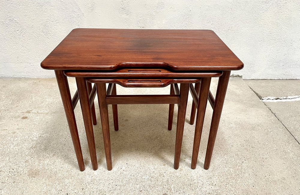 Danish Teak Nesting Tables by Kurt Østervig for Jason Møbler, 1960s, Set of 3