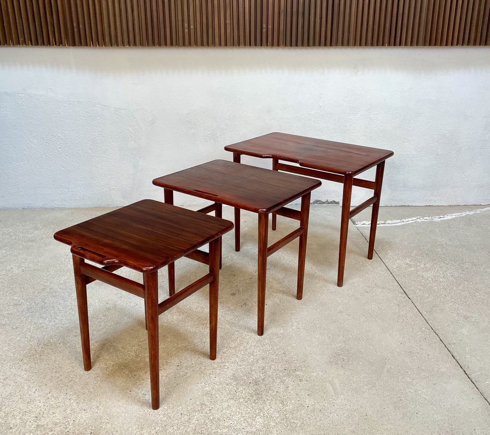 Danish Teak Nesting Tables by Kurt Østervig for Jason Møbler, 1960s, Set of 3