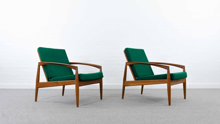 Danish Teak Paper Knife Armchair by Kai Kristiansen for Magnus Olesen, Set of 2-EE-1273047