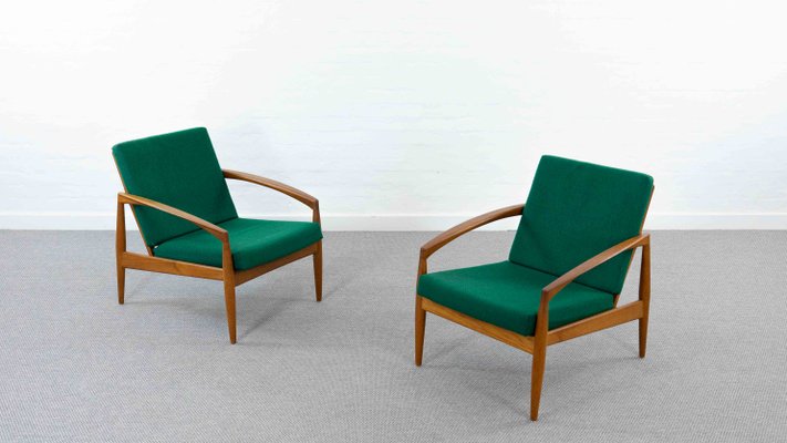 Danish Teak Paper Knife Armchair by Kai Kristiansen for Magnus Olesen, Set of 2-EE-1273047