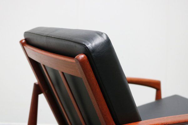 Danish Teak Paper Knife Lounge Chairs in Black by Kai Kristiansen for Magnus Olesen, Set of 2-WIP-986797