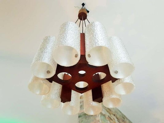 Danish Teak & Resin Chandelier, 1960s-POM-857785