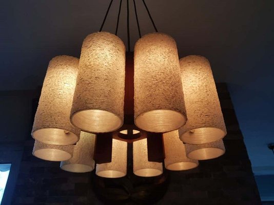 Danish Teak & Resin Chandelier, 1960s-POM-857785