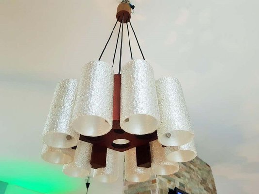 Danish Teak & Resin Chandelier, 1960s-POM-857785