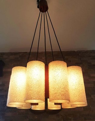 Danish Teak & Resin Chandelier, 1960s-POM-857785