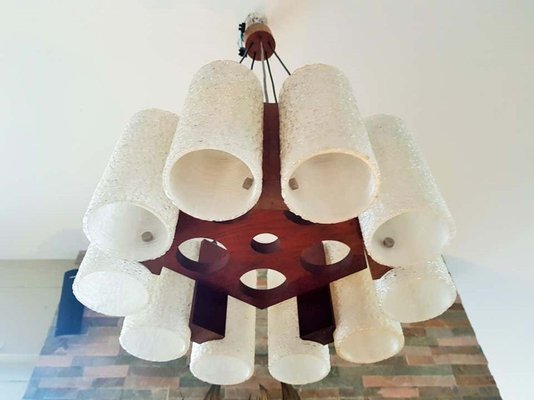 Danish Teak & Resin Chandelier, 1960s-POM-857785