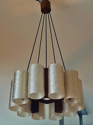 Danish Teak & Resin Chandelier, 1960s-POM-857785