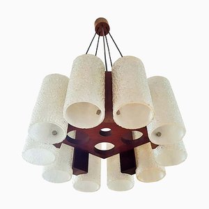 Danish Teak & Resin Chandelier, 1960s-POM-857785