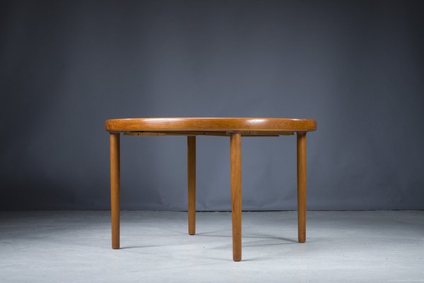 Danish Teak Round Folding Dining Table, 1960s-ZZH-1317851