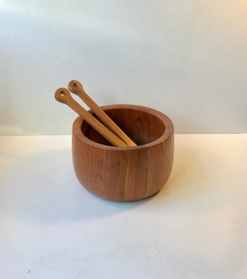 Danish Teak Salad Bowl and Servers Set by Richard Nissen for Nissen, 1960s, Set of 3-LCR-676030