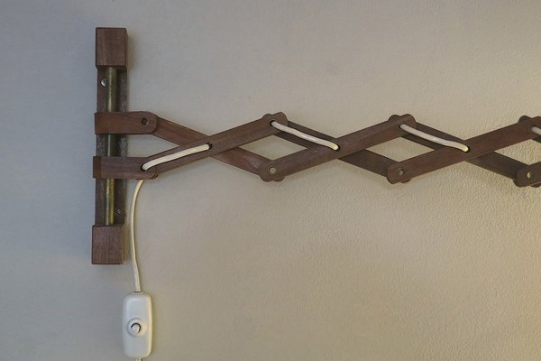 Danish Teak Scissor Articulated Wall Light by Erik Hansen, 1960s-ED-1806046