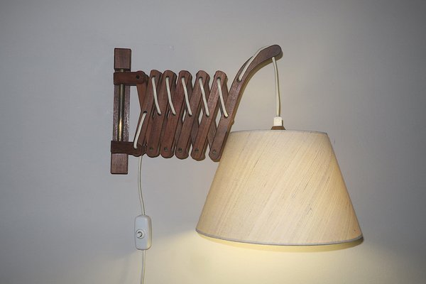 Danish Teak Scissor Articulated Wall Light by Erik Hansen, 1960s-ED-1806046