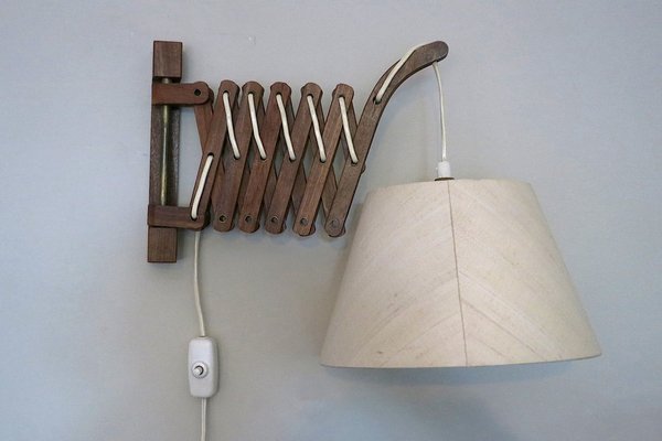 Danish Teak Scissor Articulated Wall Light by Erik Hansen, 1960s-ED-1806046