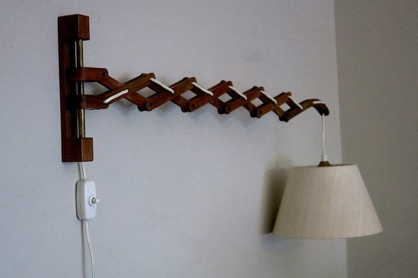 Danish Teak Scissor Wall Lamp by Erik Hansen, 1960s-ED-1700927