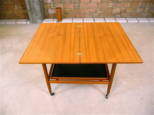 Danish Teak Serving Trolley with Folding Top by Arrebo Møbler, 1960s