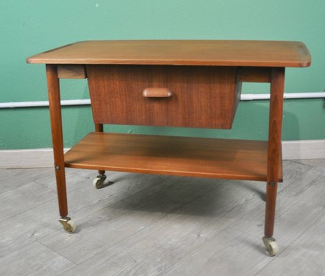 Danish Teak Sewing Box with Sliding Drawer, 1960s-ROJ-2040375