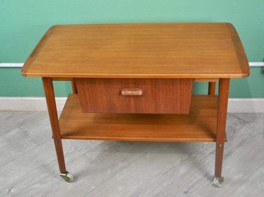 Danish Teak Sewing Box with Sliding Drawer, 1960s-ROJ-2040375