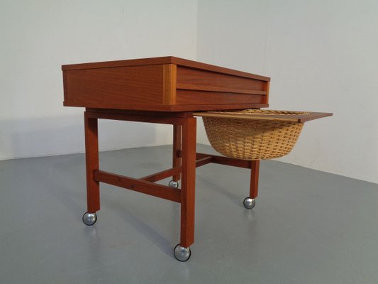 Danish Teak Sewing Table on Wheels, 1960s-RDW-888713