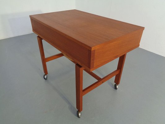 Danish Teak Sewing Table on Wheels, 1960s-RDW-888713