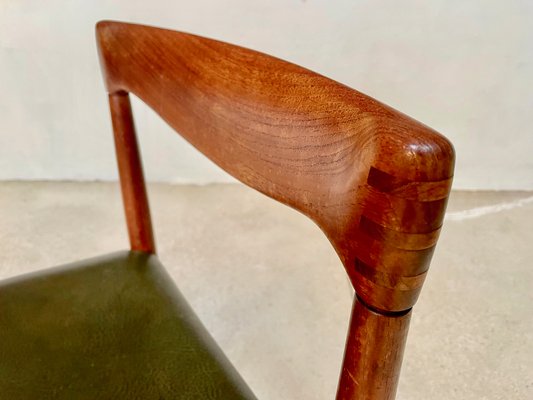 Danish Teak Side Chair with Leather Seat by H.W. Klein for Bramin, 1960s-JP-1180762