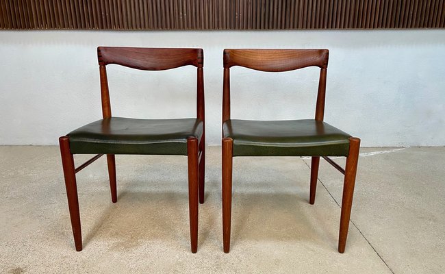 Danish Teak Side Chairs with Leather Seats by H.W. Klein for Bramin, 1960s, Set of 2-JP-1192320