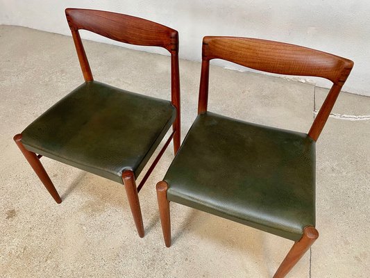 Danish Teak Side Chairs with Leather Seats by H.W. Klein for Bramin, 1960s, Set of 2-JP-1192320