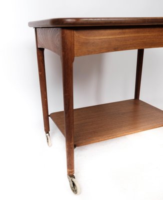 Danish Teak Side Table on Wheels, 1960s-UY-999238