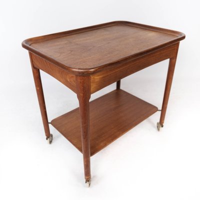 Danish Teak Side Table on Wheels, 1960s-UY-999238