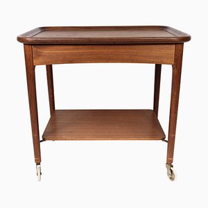 Danish Teak Side Table on Wheels, 1960s-UY-999238