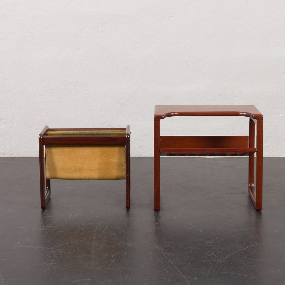 Danish Teak Side Tables with Magazine Rack and Gazetteer from BR Gelsted, 1970s, Set of 2