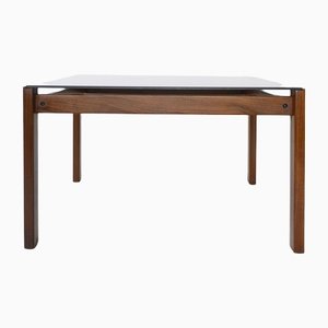 Danish Teak & Smoked Glass Coffee Table, 1960s-RTX-1288920