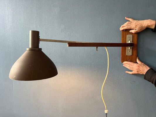 Danish Teak Wall Lamp with Extendable Arm