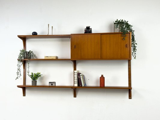 Danish Teak Wall Shelving Unit from Hansen & Guldborg, 1960s-QEQ-2042070