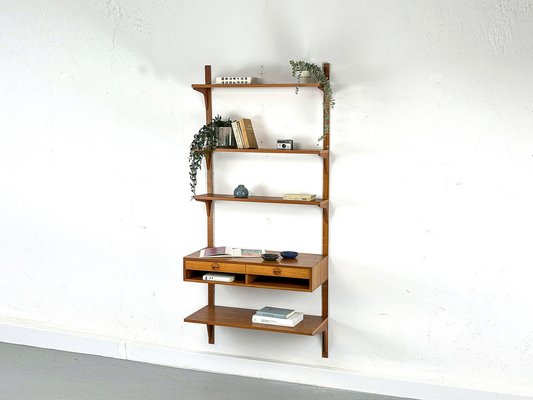 Danish Teak Wall Shelving Unit from Hansen & Guldborg, 1960s-QEQ-1761172