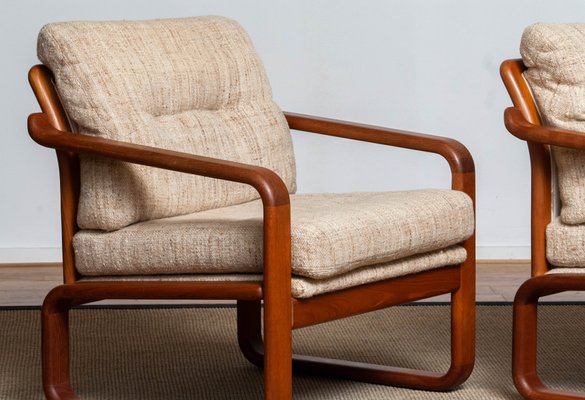 Danish Teak with Wool Cushions Lounge Easy Chair by HS Design, 1980s, Set of 2-JE-1075390