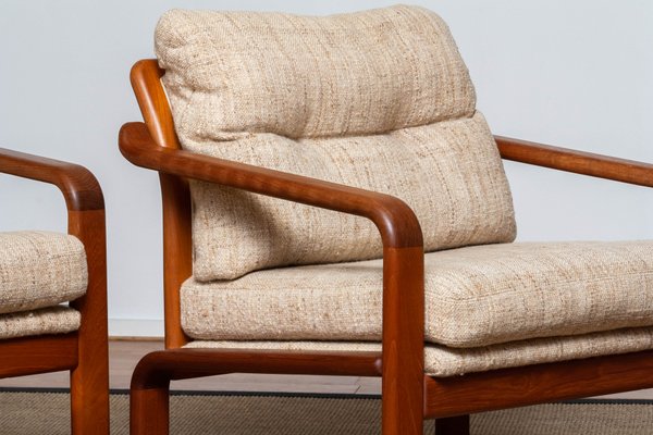 Danish Teak with Wool Cushions Lounge Easy Chair by HS Design, 1980s, Set of 2-JE-1075390