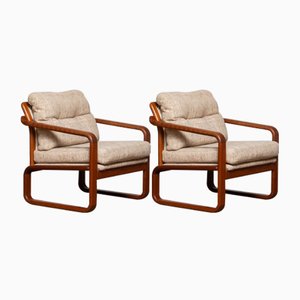 Danish Teak with Wool Cushions Lounge Easy Chair by HS Design, 1980s, Set of 2-JE-1075390