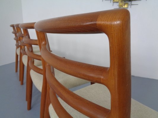 Danish Teak & Wool 85 Dining Chairs by Niels Otto Møller for J.L. Møllers, 1960s, Set of 4-RDW-985567