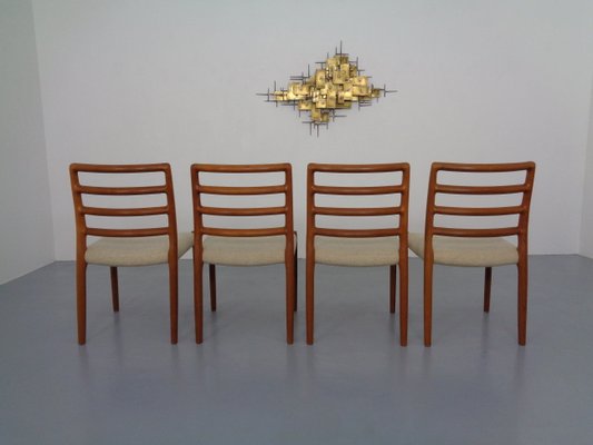 Danish Teak & Wool 85 Dining Chairs by Niels Otto Møller for J.L. Møllers, 1960s, Set of 4-RDW-985567