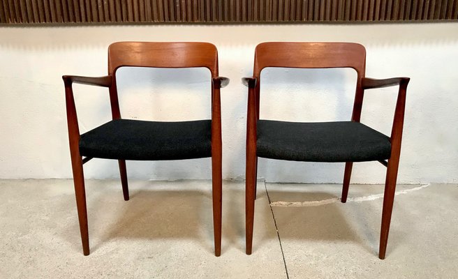 Danish Teak & Wool Model 56 Chairs by Niels O. Møller for J.L. Møllers, 1954, Set of 2-JP-1100155