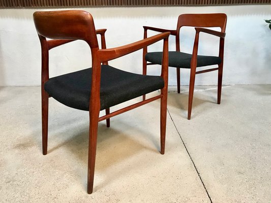 Danish Teak & Wool Model 56 Chairs by Niels O. Møller for J.L. Møllers, 1954, Set of 2-JP-1100155