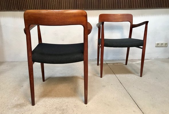 Danish Teak & Wool Model 56 Chairs by Niels O. Møller for J.L. Møllers, 1954, Set of 2-JP-1100155