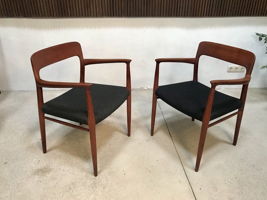 Danish Teak & Wool Model 56 Chairs by Niels O. Møller for J.L. Møllers, 1954, Set of 2-JP-1100155