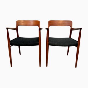 Danish Teak & Wool Model 56 Chairs by Niels O. Møller for J.L. Møllers, 1954, Set of 2-JP-1100155