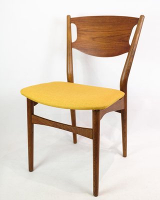 Danish Teak & Yellow Fabric Dining Chairs, 1960, Set of 4-UY-1422338