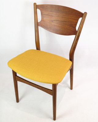 Danish Teak & Yellow Fabric Dining Chairs, 1960, Set of 4-UY-1422338