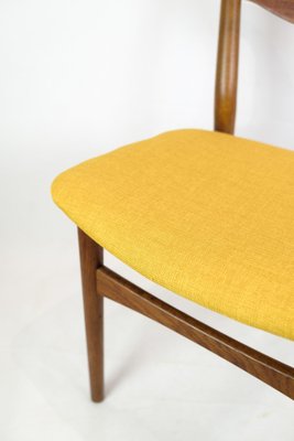 Danish Teak & Yellow Fabric Dining Chairs, 1960, Set of 4-UY-1422338