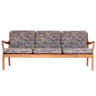 Danish Three Seater Sofa with Wooden Frame in Cherry, 1960s-UBE-1344313